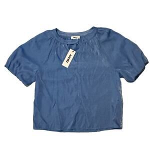 DKNY Women’s Blue Blouse Short Sleeve Lightweight Round Neck Top New With Tag